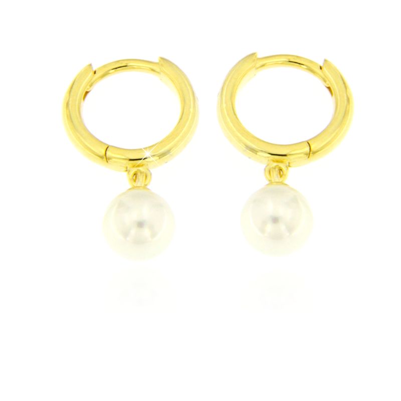 Orecchini Con Pendente Perla Lucilla - Orecchini Donna Argento Oro Placcato 18K