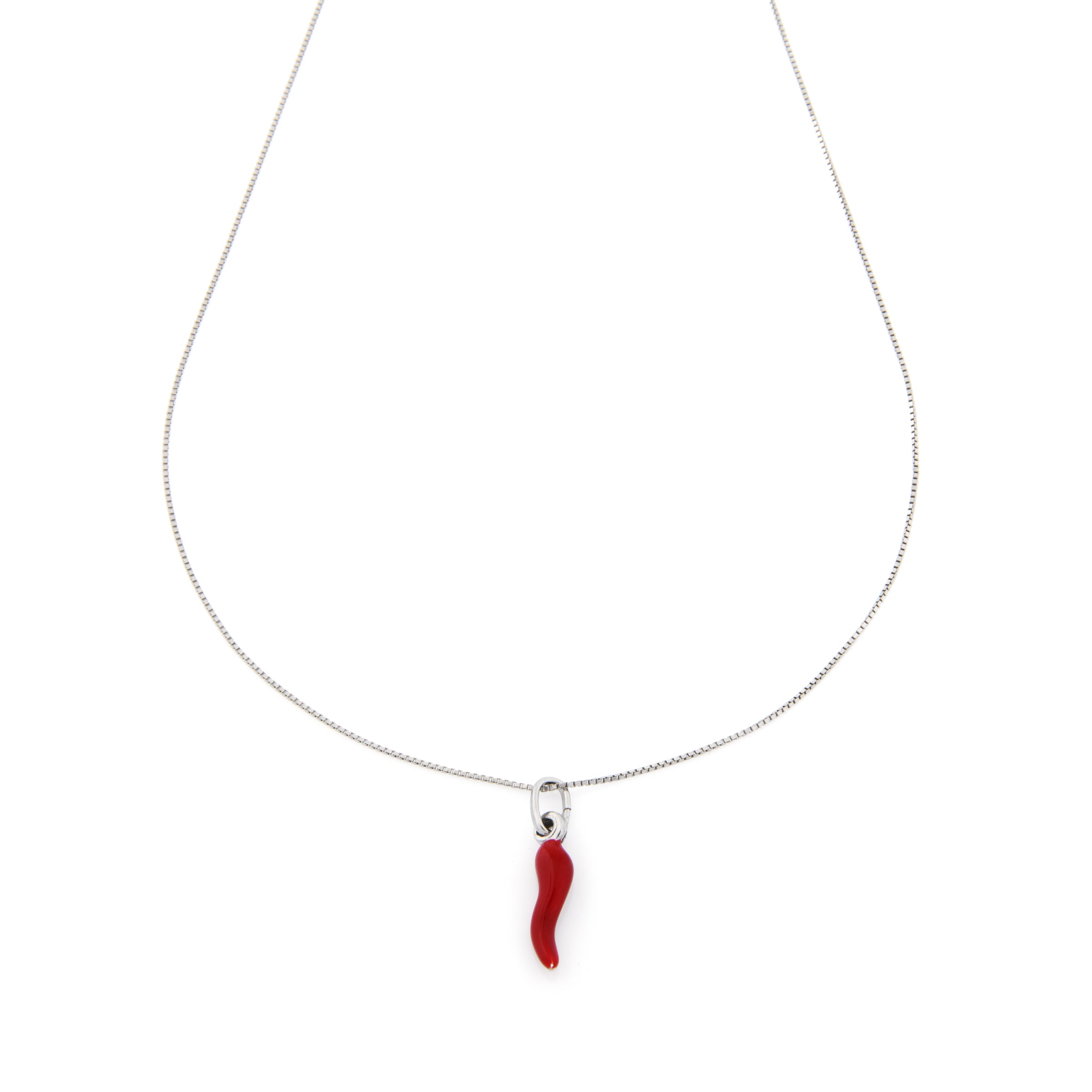 Collanina Portafortuna Sara Corno Rosso - Collana Donna Argento 925