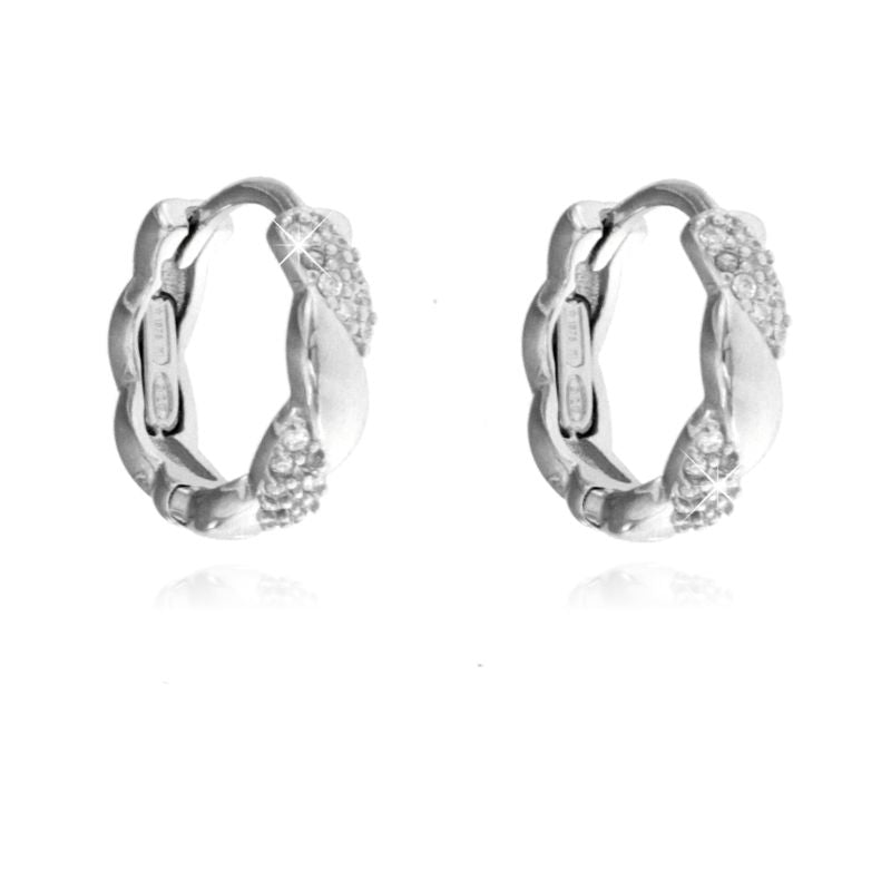 Orecchini Scattino Torchon con Zirconi 12mm - Orecchini Donna Argento 925