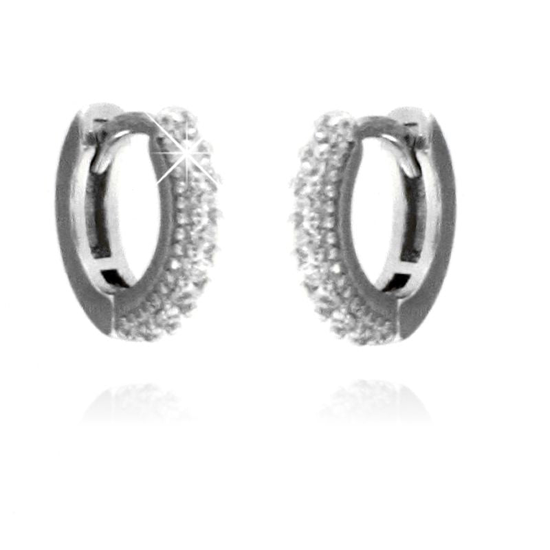 Orecchini Huggie Hoop Pave Bianchi Anastasia - Orecchini Donna Argento 925