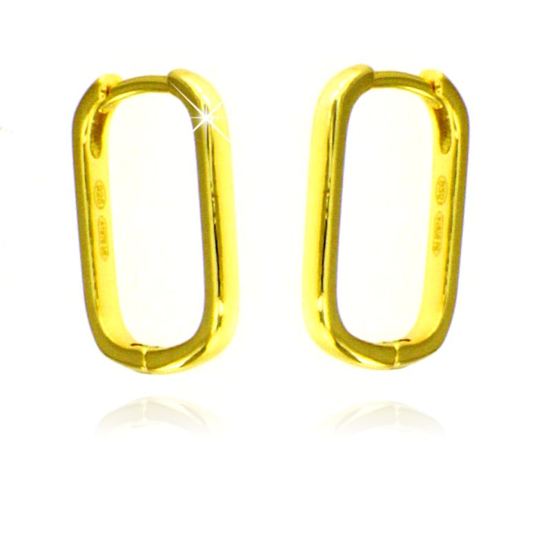 Orecchini Hoop Ovali Medi - Orecchini Donna Argento Oro Placcato 18K