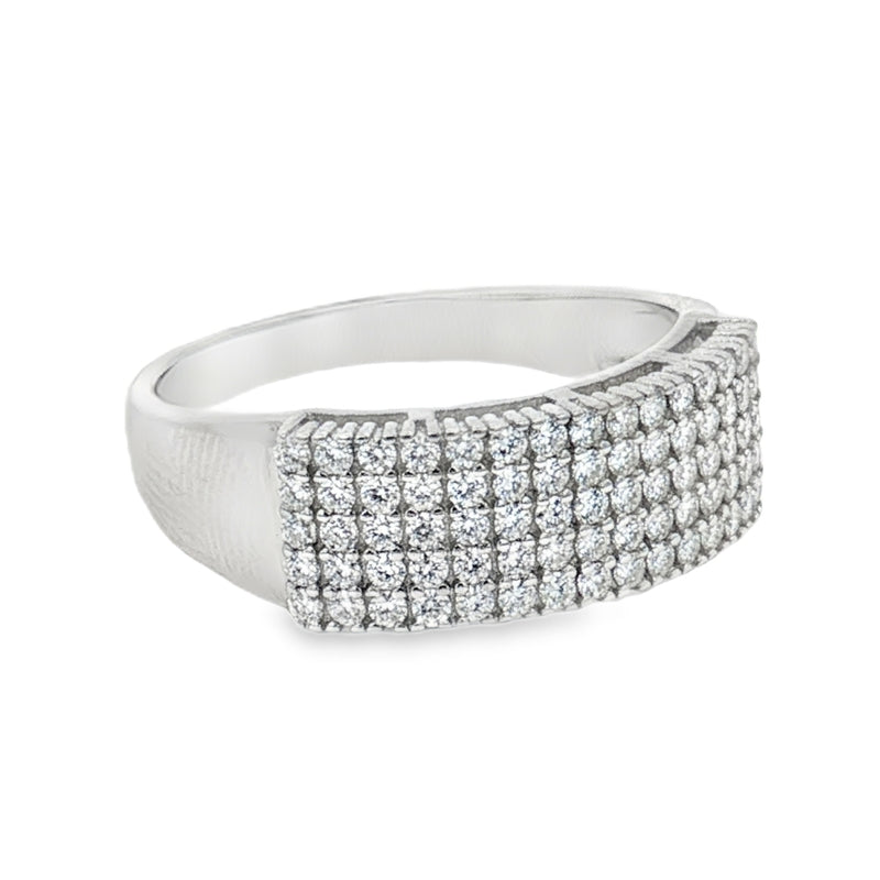Anello Mila – Riviera Moissanite Cinque File Micro Pavé 7 mm | Argento 925