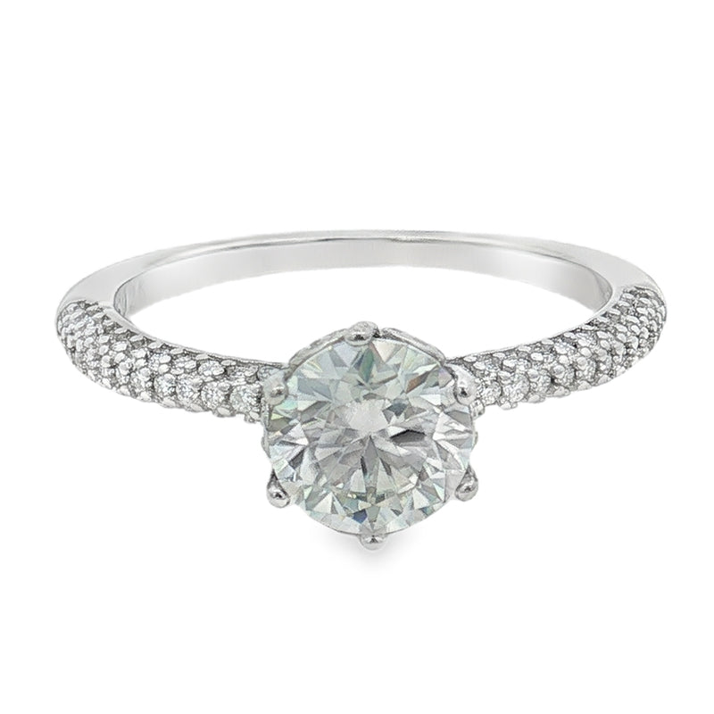 Anello Halo – Solitario Moissanite 7 mm 6 griffe | Argento 925