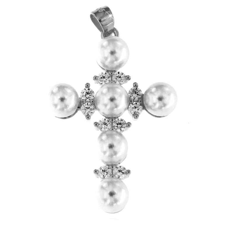 Collana Perle e croce Giorgina - Collanina Donna Argento 925
