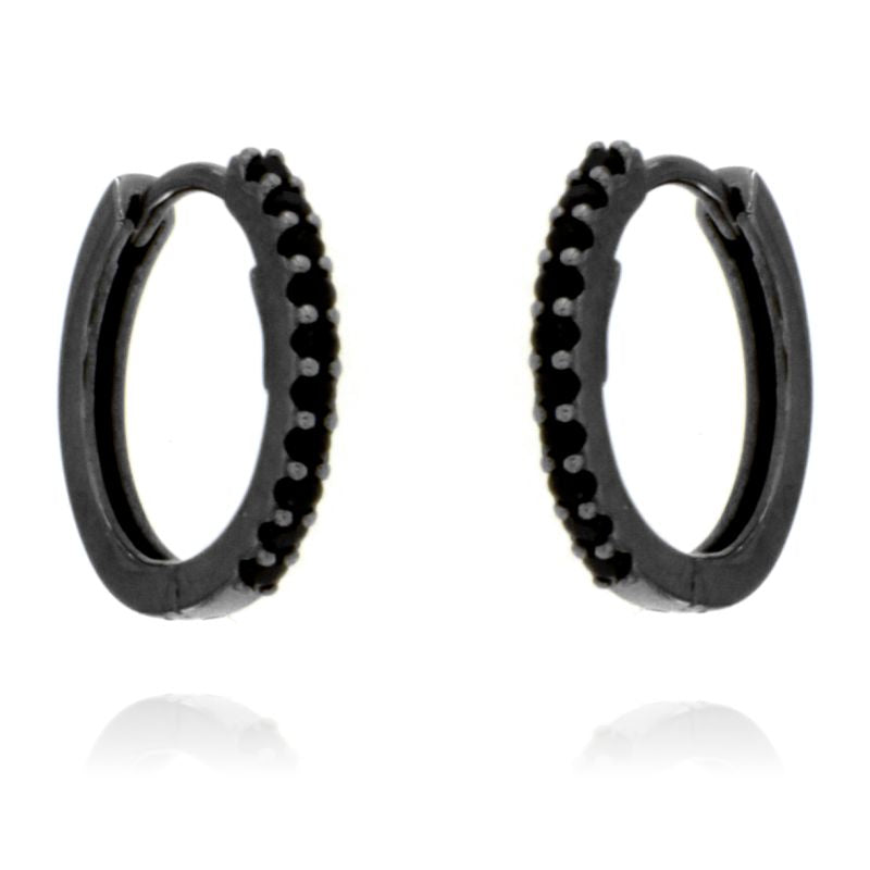 Orecchini Huggie Hoop Pave rutenio Alyssa - Orecchini Unisex Argento 925