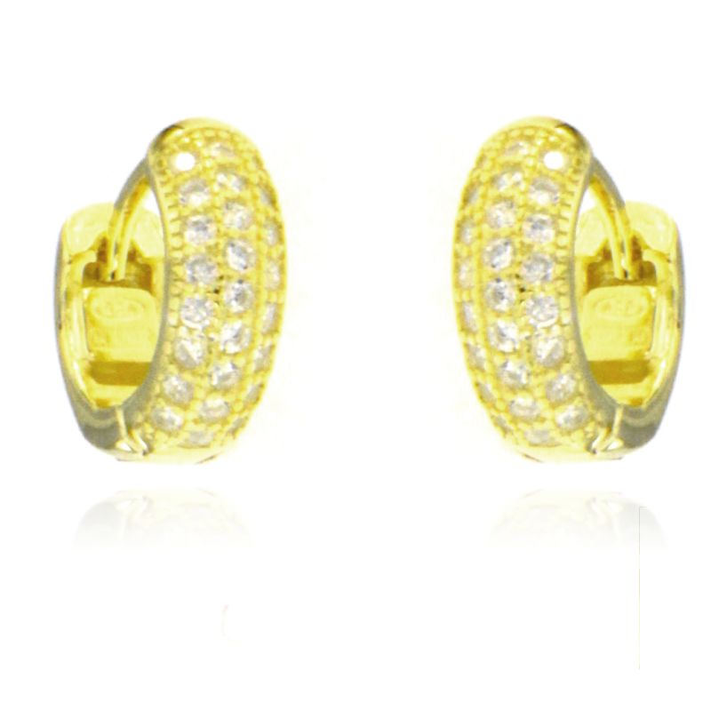 Orecchini Huggie Hoop Pave Bianchi Anastasia - Orecchini Donna Argento 925