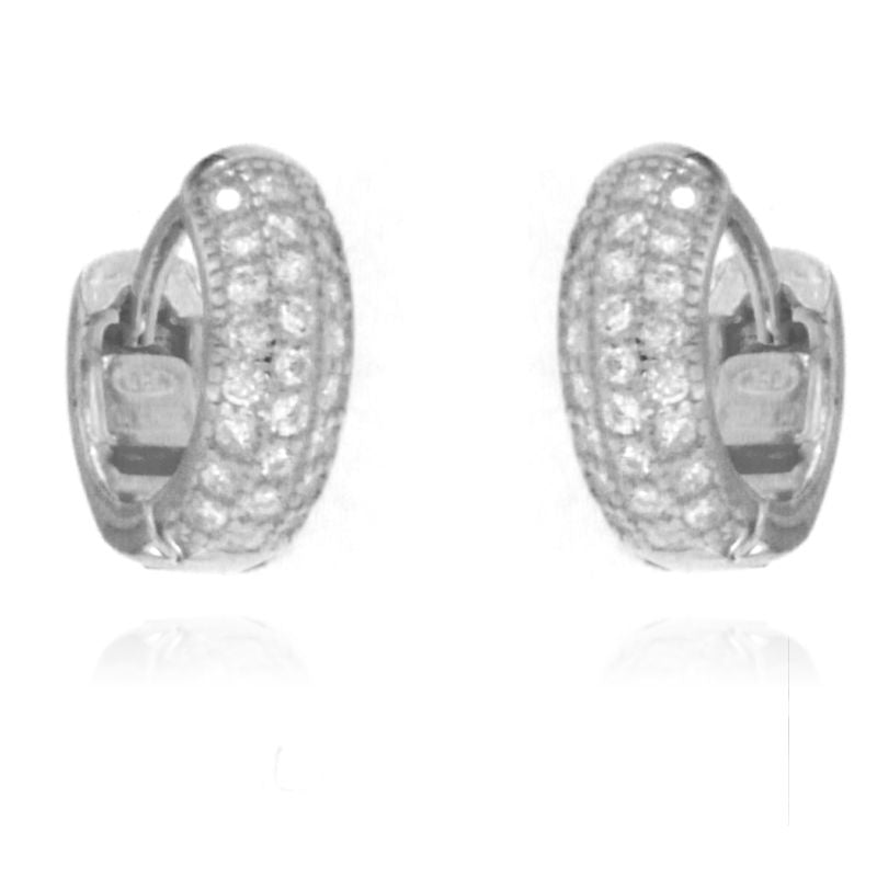 Orecchini Huggie Hoop Pave Bianchi Anastasia - Orecchini Donna Argento 925