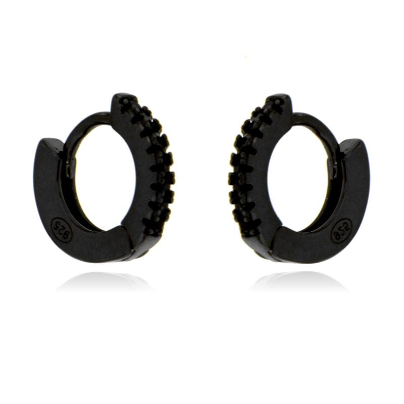 Orecchini Huggie Hoop Pave rutenio Alyssa - Orecchini Unisex Argento 925