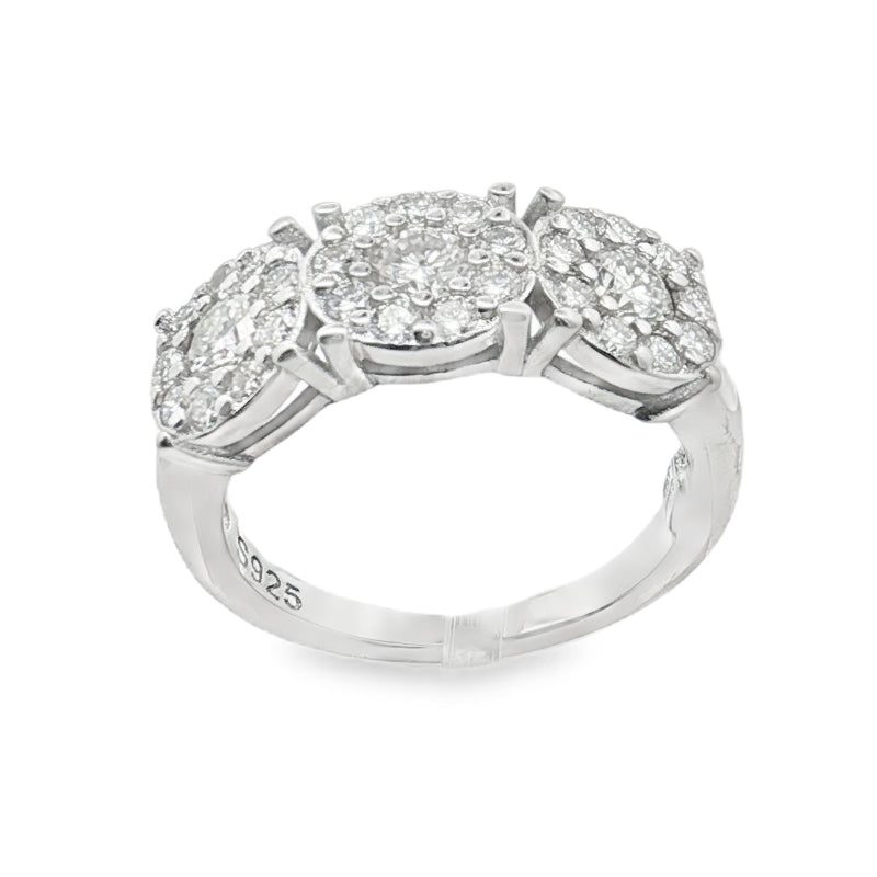Anello Vivienne– Trilogy Moissanite 3 cerchi Pavé| Argento 925