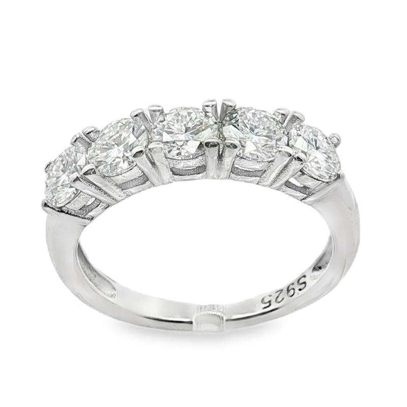 Anello Naia – Anello Moissanite Riviera 5 Pietre 4mm | Argento 925