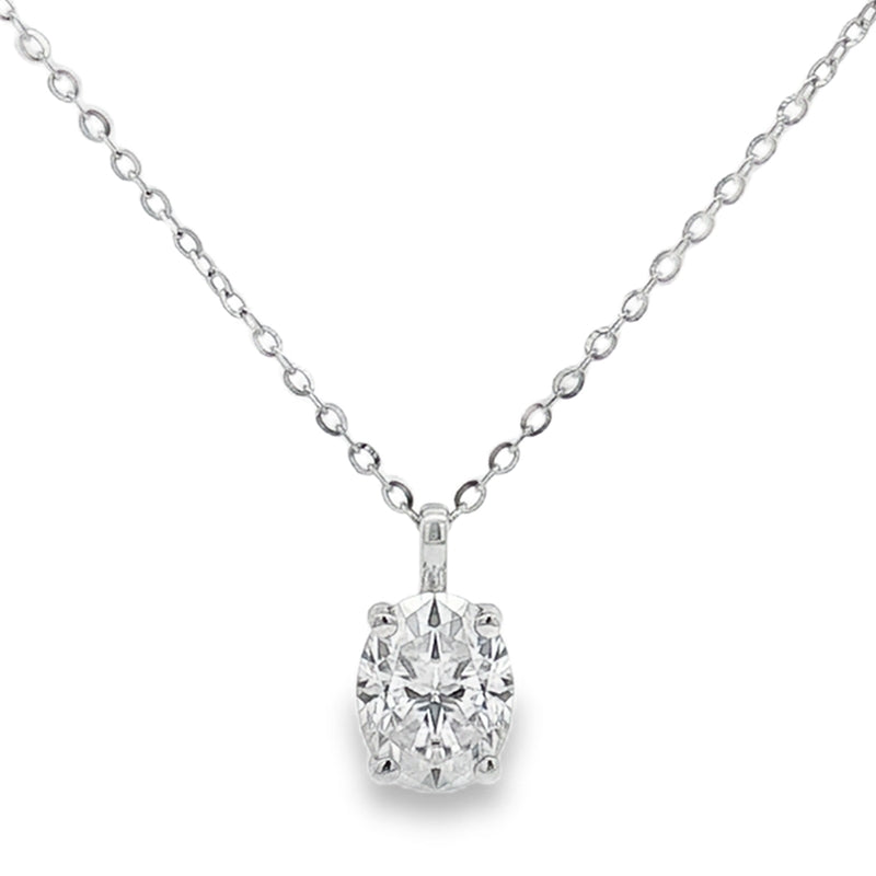Collanina Ezra – Collana Moissanite Punto Luce ovale 6*8 mm  | Argento 925