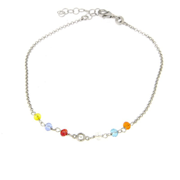 Cavigliera Elastica Donna Con Perline A Cuore Colorate, Stile Bohémien E Impermeabile, Accessorio Estate Spiaggia, Argento - 5