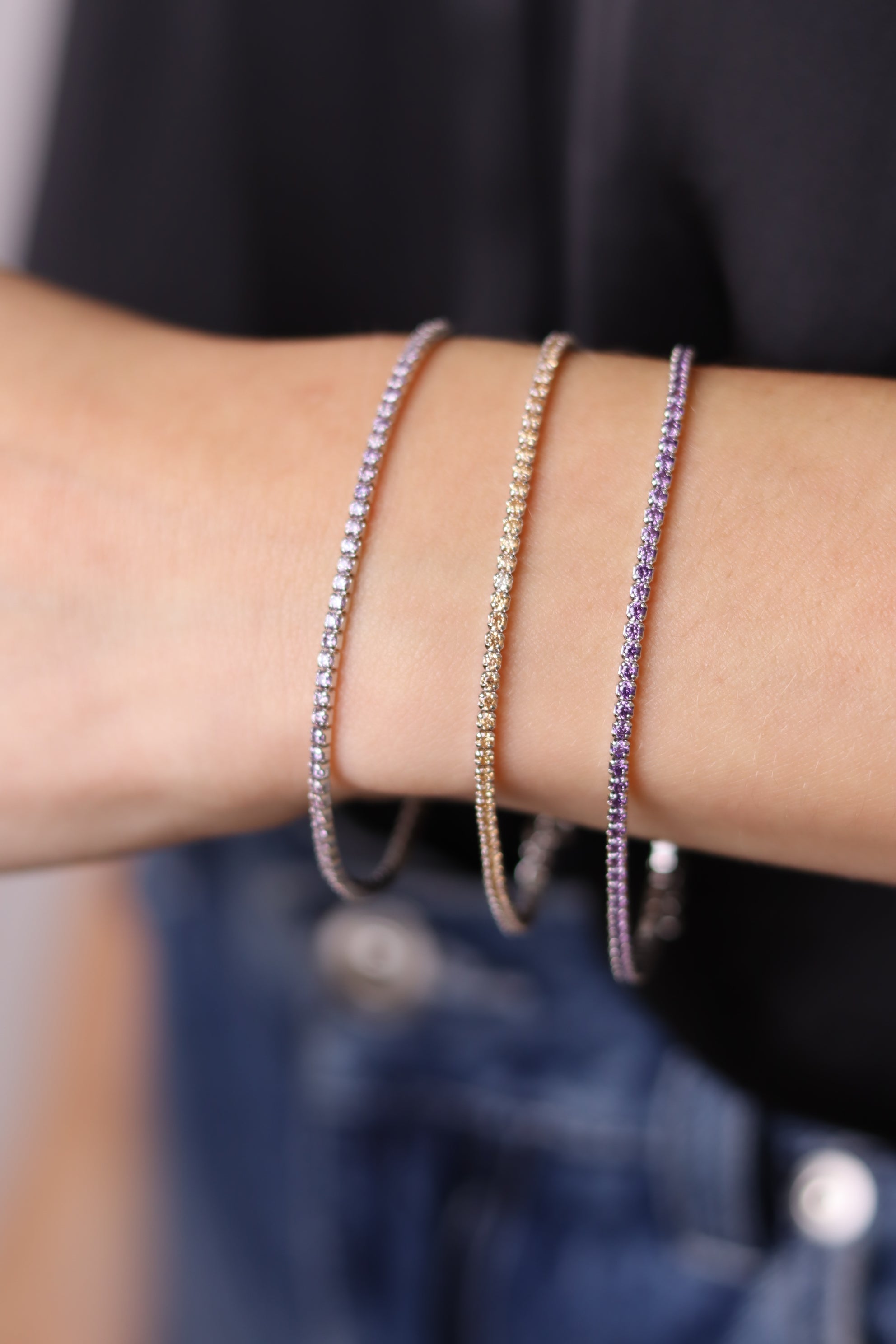 Braccialetto Tennis Elide Viola - Bracciale Donna Argento 925
