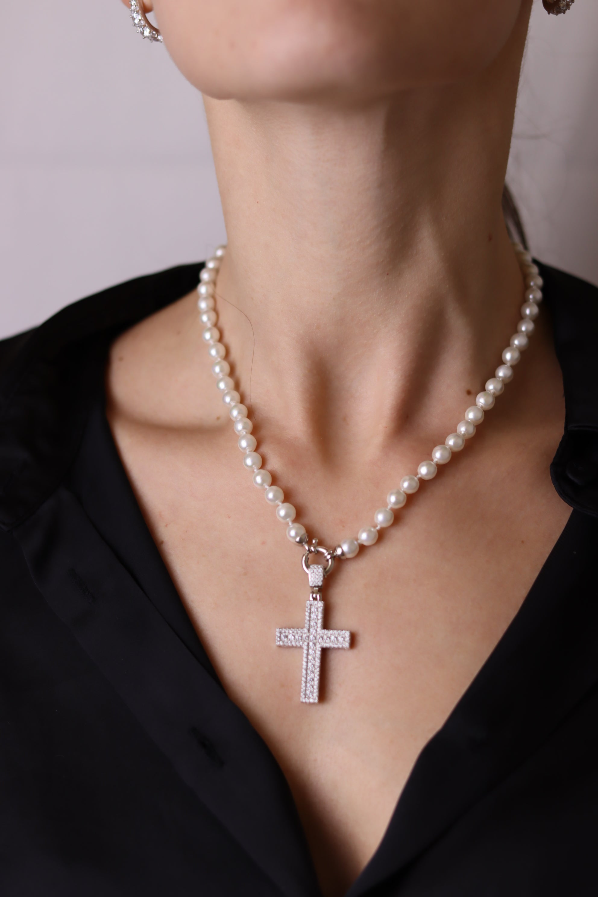 Collana Perle e croce Adelaide - Collanina Donna Argento 925