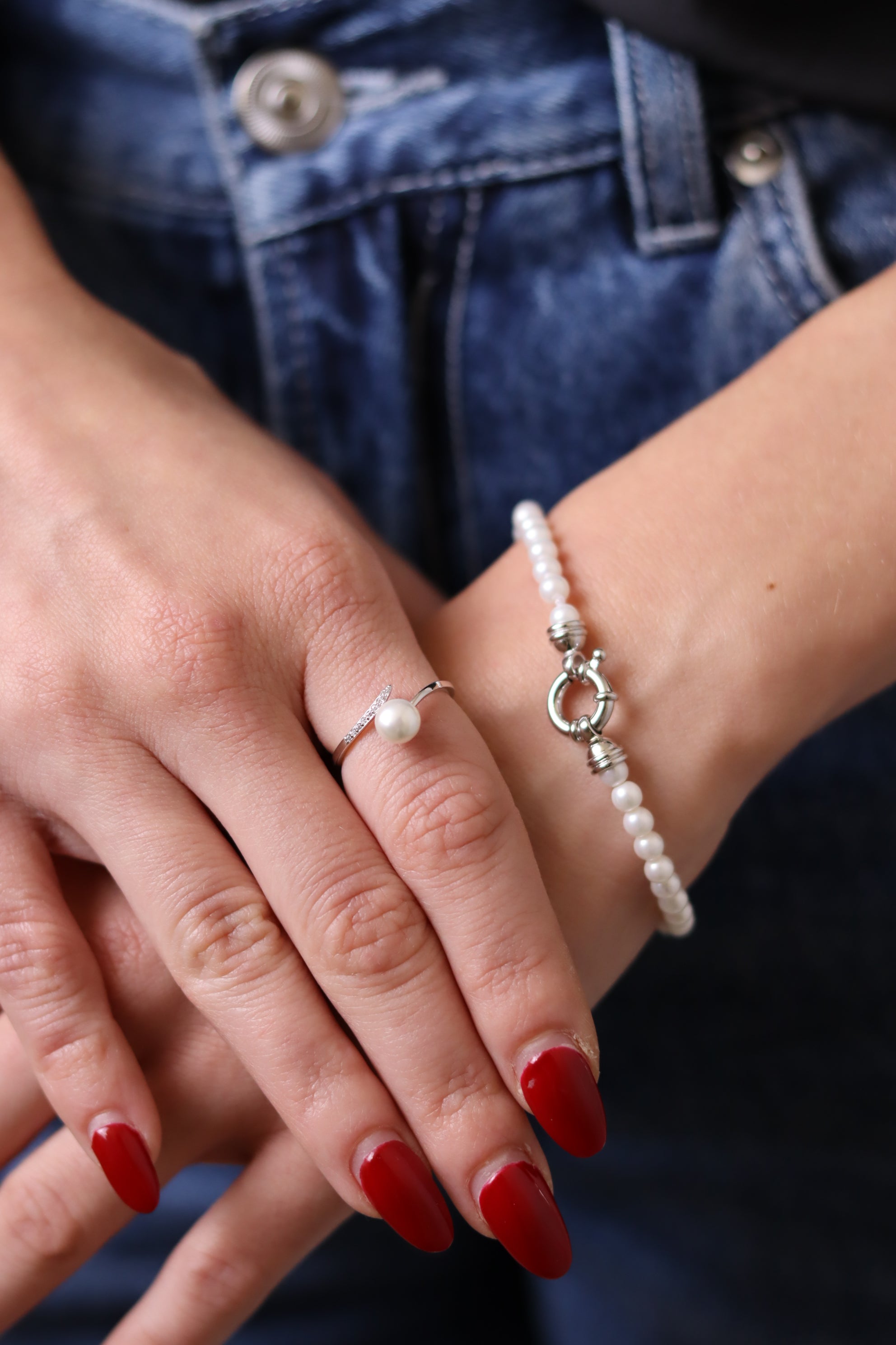 Anello Regolabile Perla e Zirconi - Anello Donna Argento 925