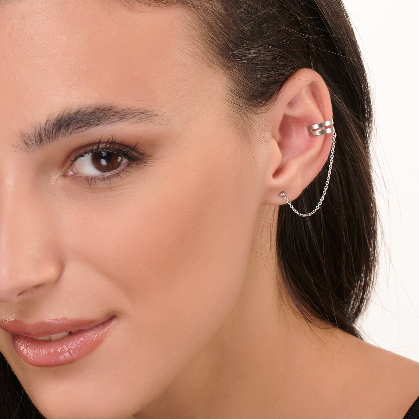 Orecchino Mono A Due Fili - Ear Cuff Donna Argento 925