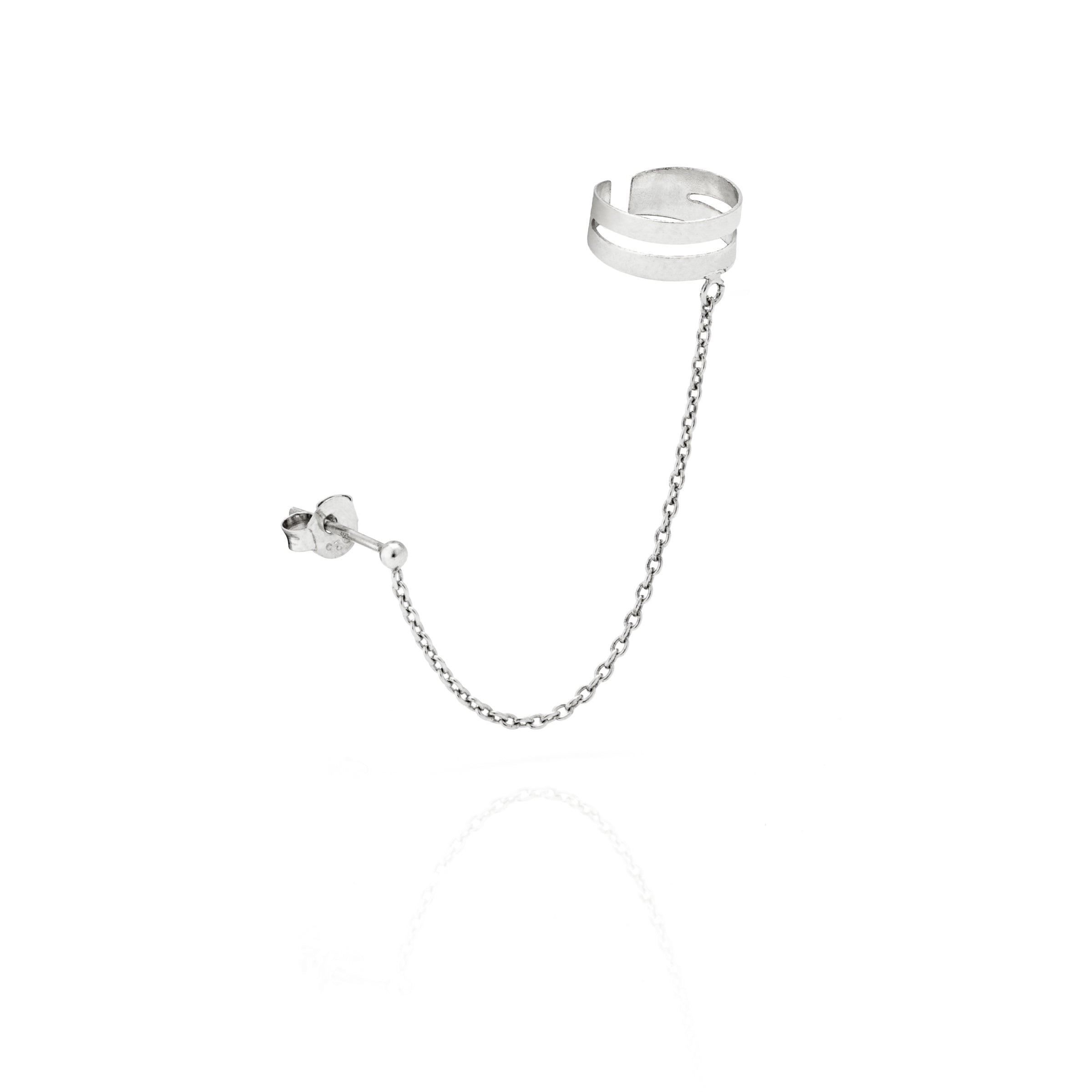 Orecchino Mono A Due Fili - Ear Cuff Donna Argento 925