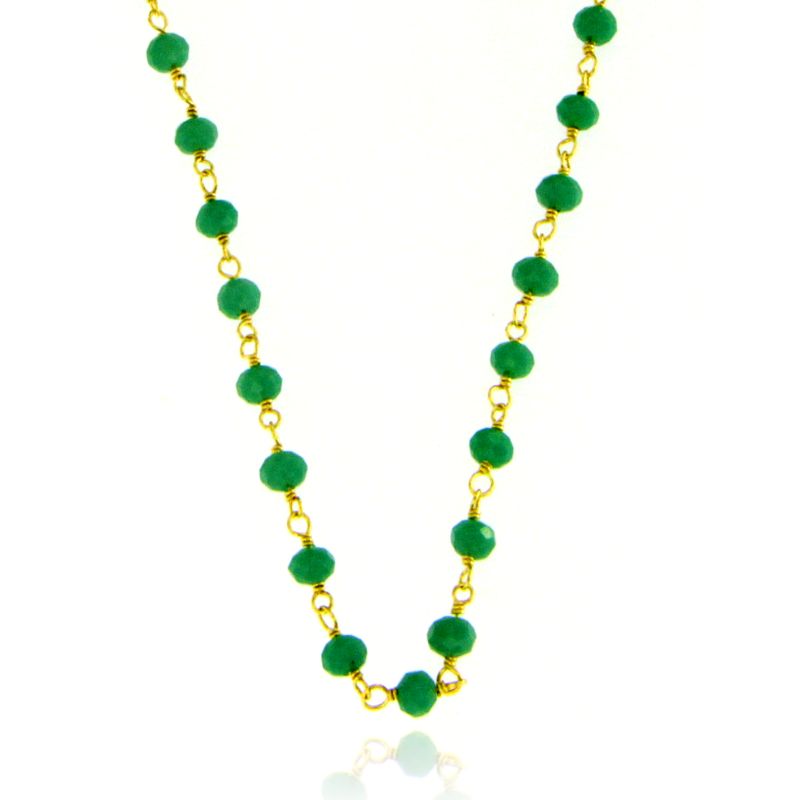 Collana Cristalli Verde Acqua - Collanina Donna Oro Placcato 18K